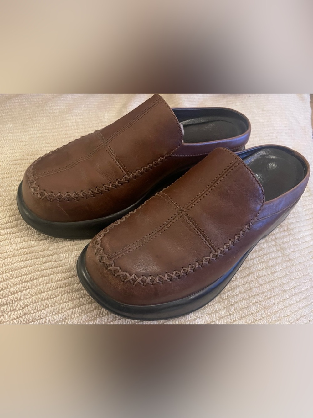 Women's Dansko Leather Nursing Shoes Mule Clogs Loafers - Brown, Size 39